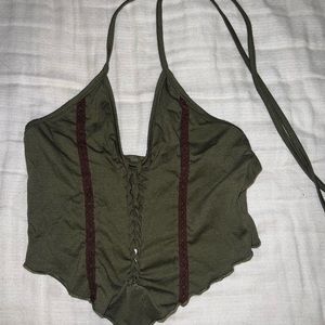 Olive green crop top - Size S